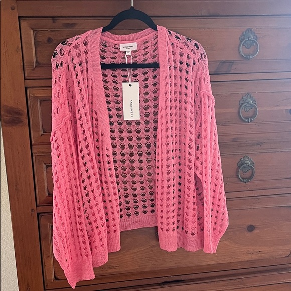 Anniewear Vibrant Pink Open-Knit Cardigan NWT - Picture 1 of 9
